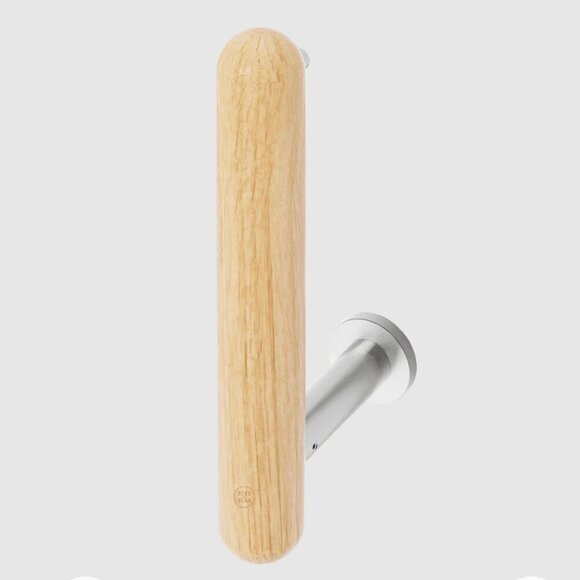 Wireworks Yoku Toilet Paper Roll Holder Natural Oak Wood & Silver Hardware - Picture 1 of 4